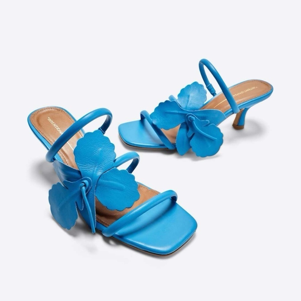 New Free People Intentionally Blank Iris Garden Heels Shoes Blue 38